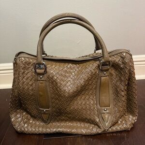 Sondra Roberts Tan Woven Satchel